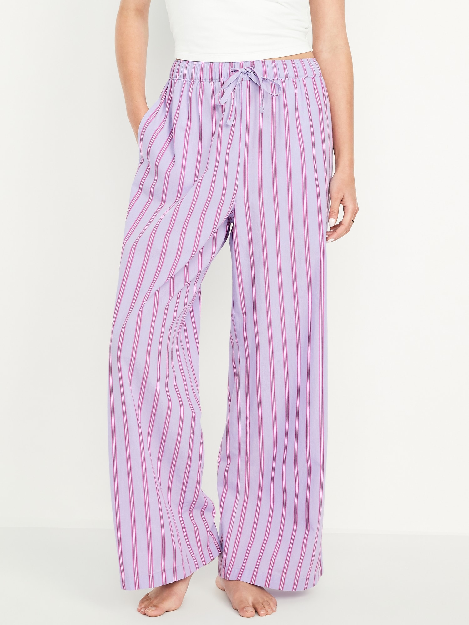 Old Navy Gap Women's Pajama Pants Poplin Wide-Leg Pajama Pants