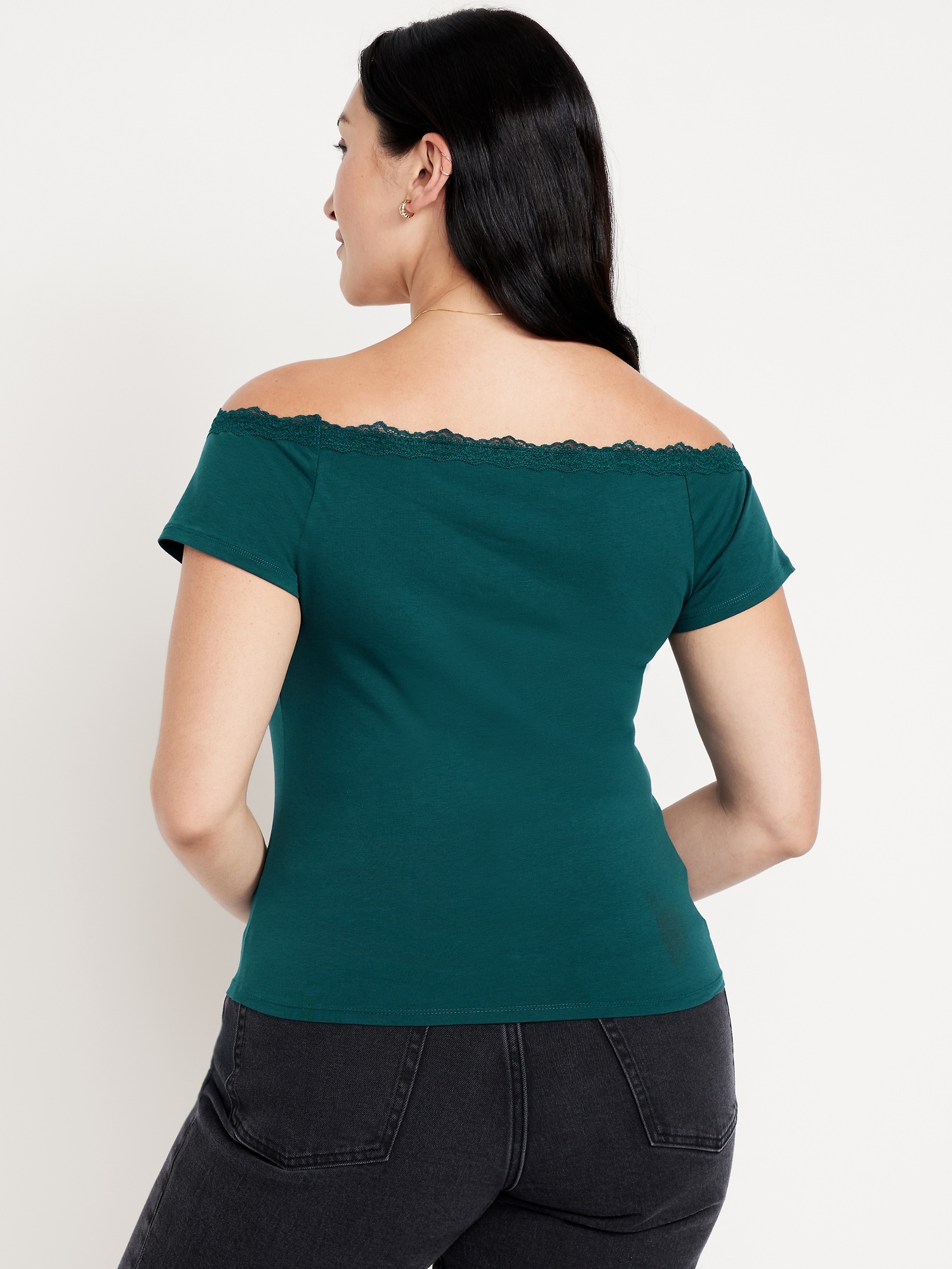 Off-Shoulder Lace-Trim Top | Old Navy