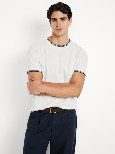 Textured Pique T-Shirt - Silver Gray