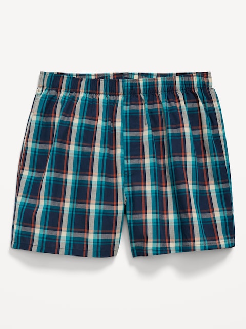 Printed Boxer Shorts - Blue Medium Plaid