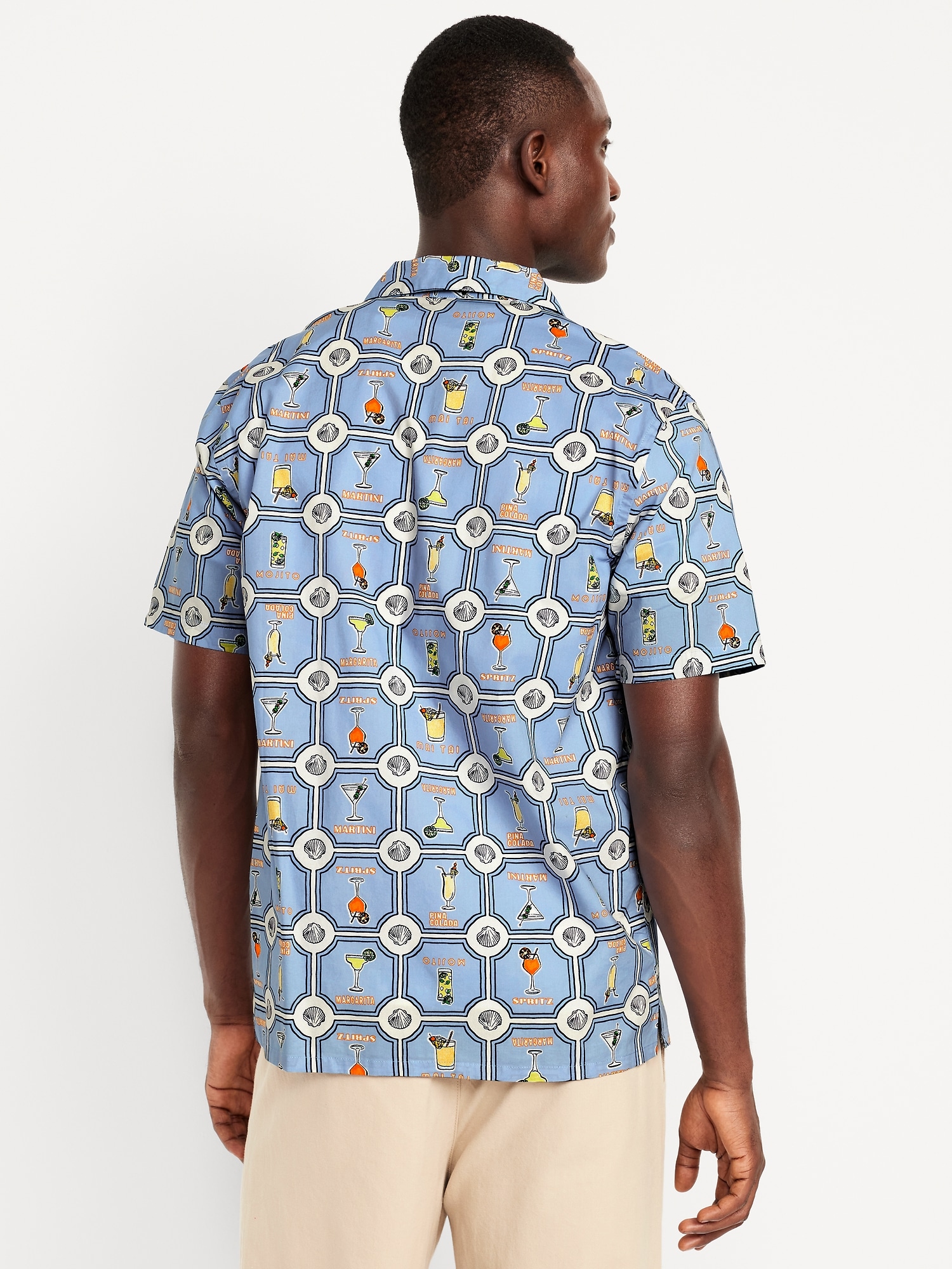 Short-Sleeve Embroidered Camp Shirt