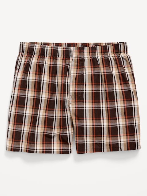 Printed Boxer Shorts - Brown Plaid