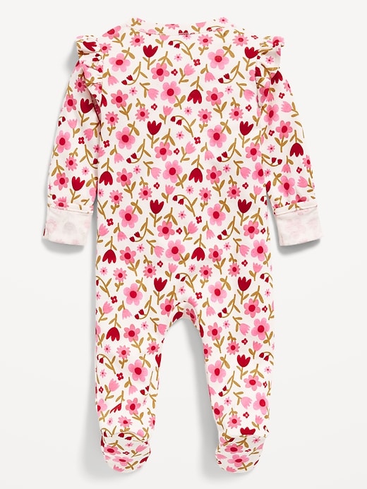 Image number 2 showing, 2-Way-Zip Sleep & Play Ruffle-Trim Footed One-Piece for Baby