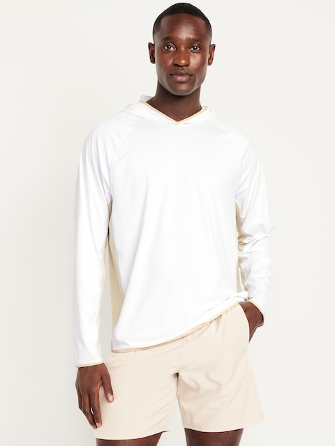 Loose Fit Pullover Run Hoodie - White/Tan