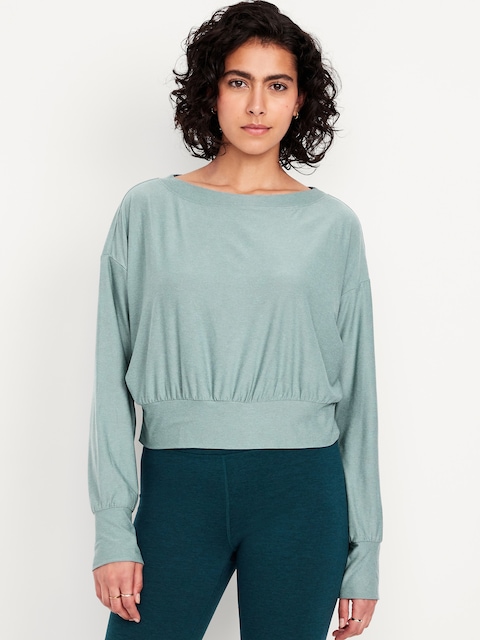 CloudMotion Boat-Neck Top - Foggy Dew