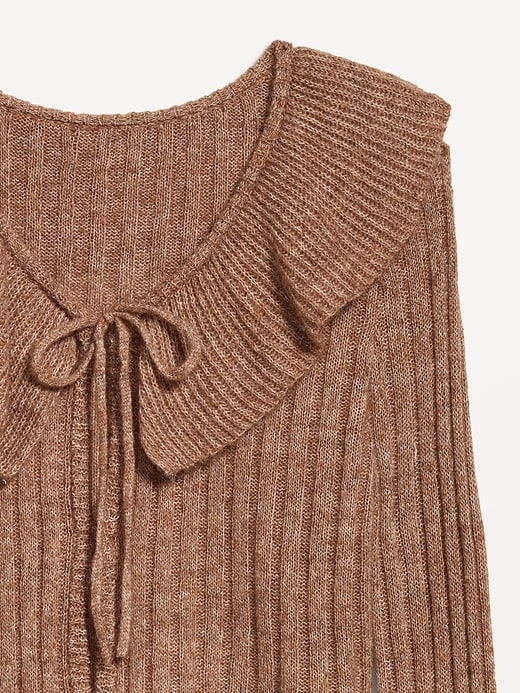 Image number 5 showing, Wool-Blend Ruffle Tie-Front Cropped Cardigan