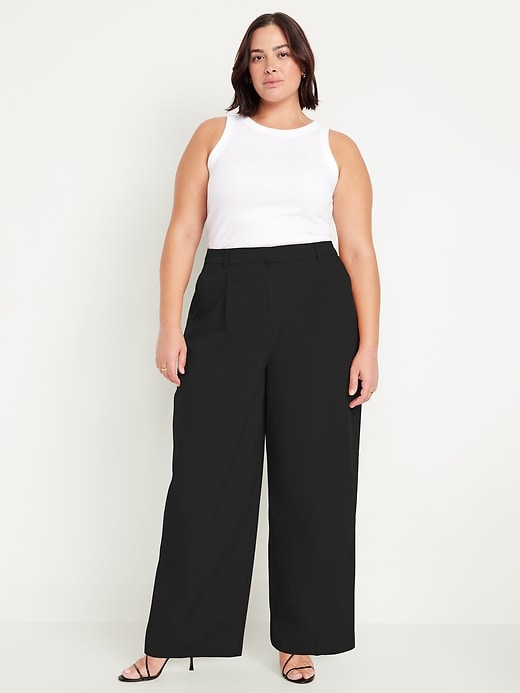 Image number 7 showing, Extra High-Waisted Poplin Taylor Wide-Leg Trouser Pants