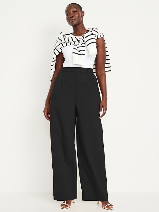 Image number 5 showing, Extra High-Waisted Poplin Taylor Wide-Leg Trouser Pants