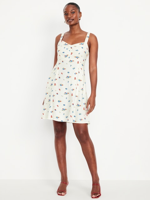 Fit & Flare Crepe Floral Mini Dress