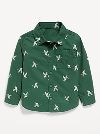 Image number 1 showing, Printed Long-Sleeve Oxford Shirt for Toddler Boys