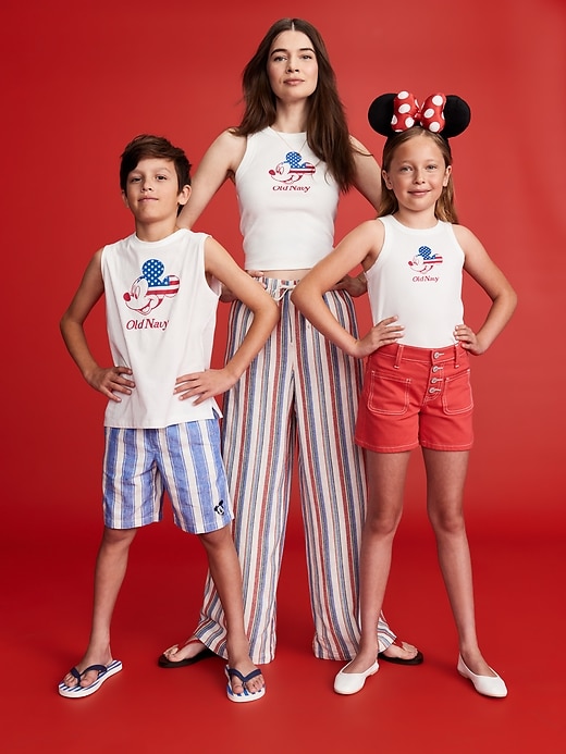 Image number 6 showing, Old Navy x Disney© Mickey Mouse Fitted Ribbed Logo-Graphic Flag Tank Top for Girls
