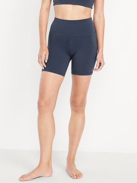 High-Waisted StudioSmooth Biker Shorts -- 6-inch inseam - Dusk Navy