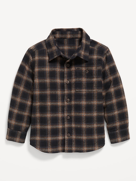 Image number 1 showing, Long-Sleeve Plaid Flannel Pocket Shirt for Toddler Boys