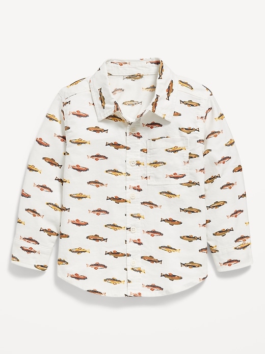 Image number 1 showing, Printed Long-Sleeve Oxford Shirt for Toddler Boys