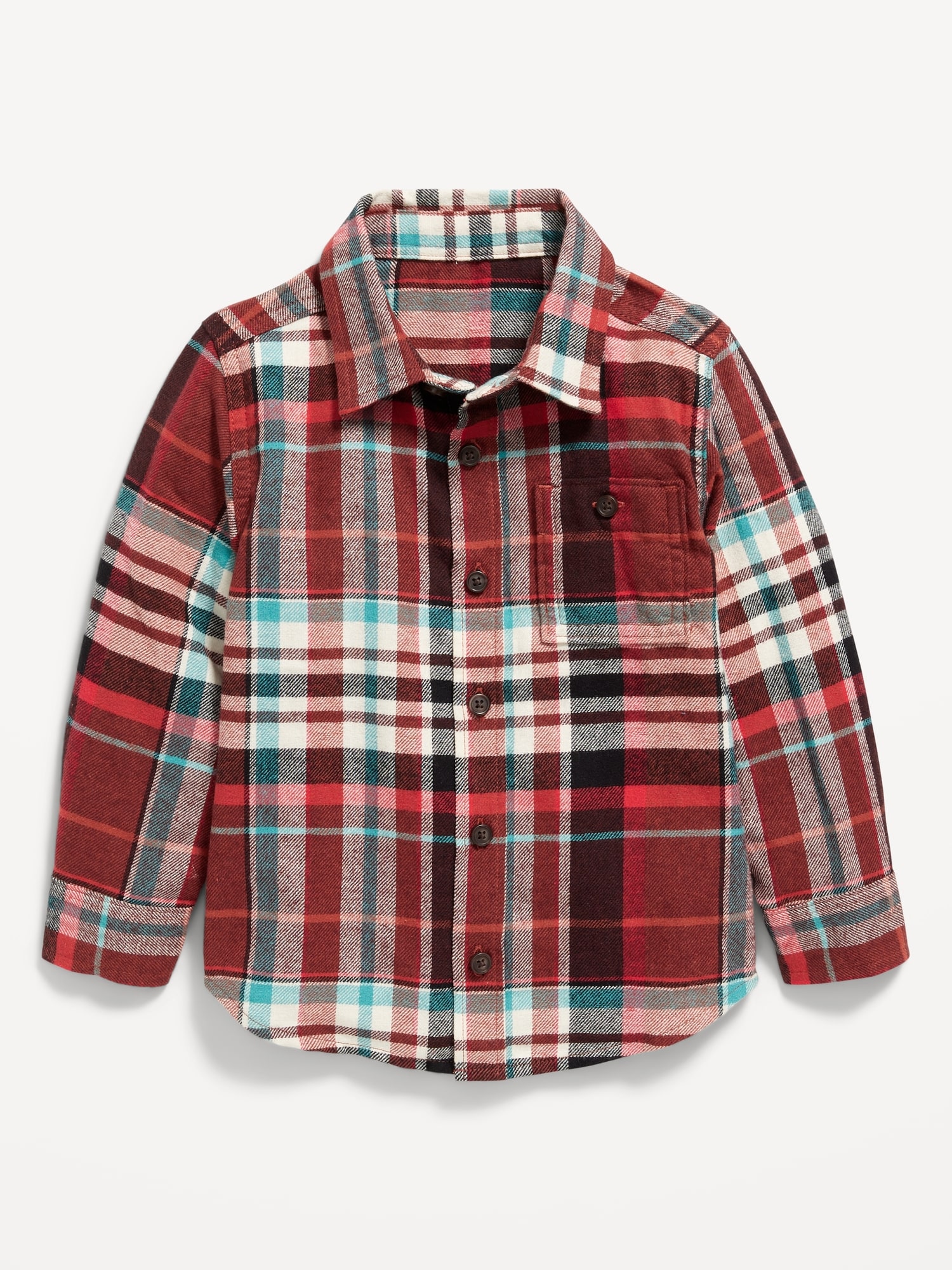 Long-Sleeve Plaid Flannel Pocket Shirt for Toddler Boys