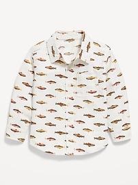 Image number 1 showing, Printed Long-Sleeve Oxford Shirt for Toddler Boys