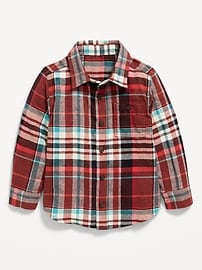 Image number 1 showing, Long-Sleeve Plaid Flannel Pocket Shirt for Toddler Boys