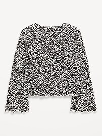 Image number 3 showing, Long-Sleeve Tie-Bow Front Top for Girls