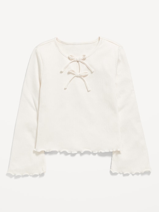 Image number 2 showing, Long-Sleeve Tie-Bow Front Top for Girls