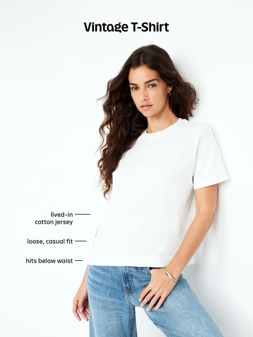 Image number 6 showing, Vintage Crew-Neck Oversized Crop T-Shirt