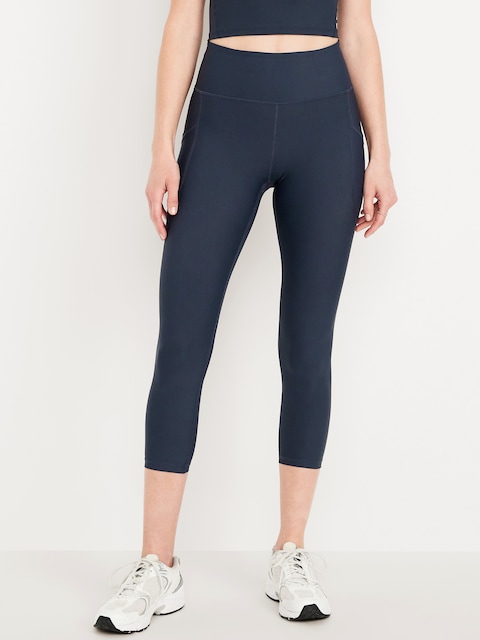 High-Waisted PowerSoft Crop Pocket Leggings 23" inseam - Dusk Navy