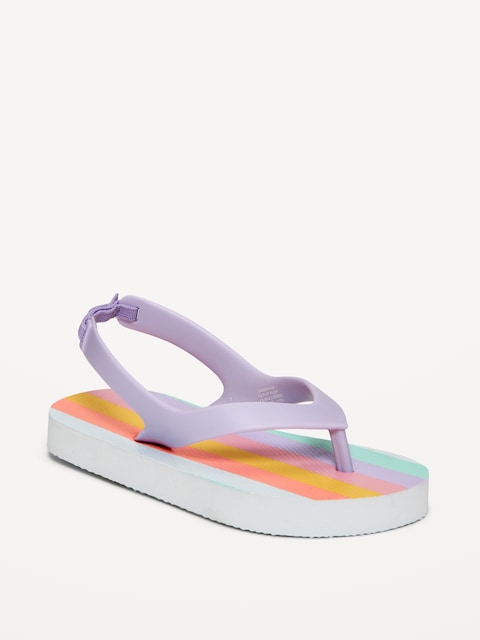 Flip-Flop Sandals for Toddler Girls (Partially Plant-Based) - Cool Multi Stripe