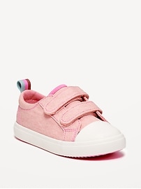 Image number 1 showing, Double Secure-Strap Twill Sneakers for Toddler Girls