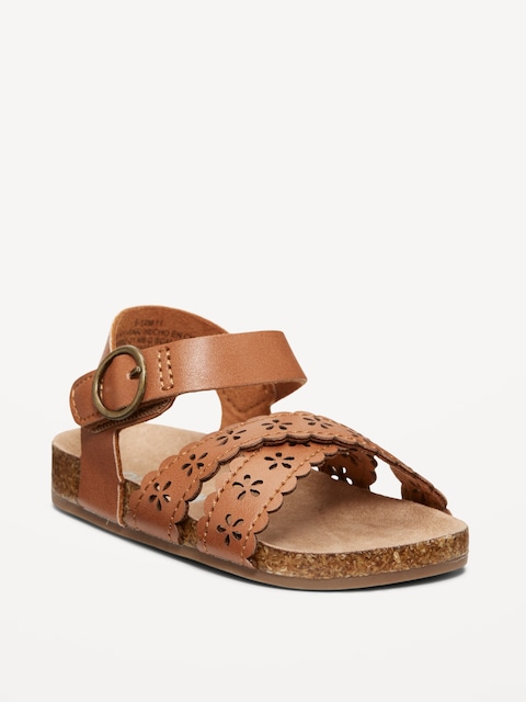 Perforated Faux-Leather Sandals for Baby - Brown