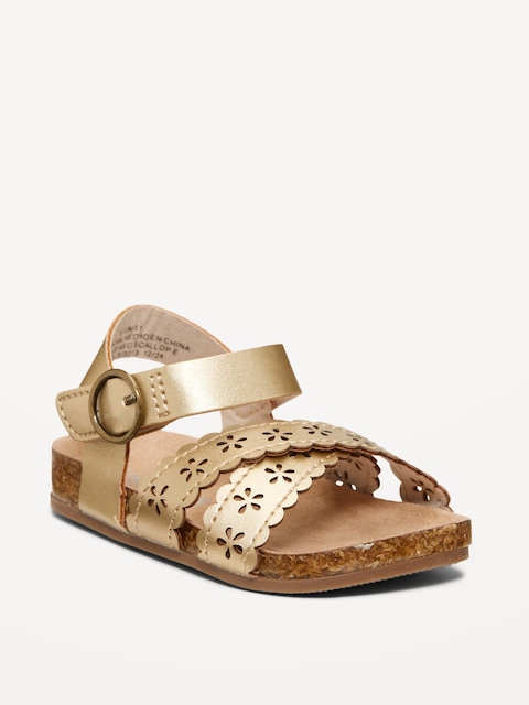 Perforated Faux-Leather Sandals for Baby - Golden Hour