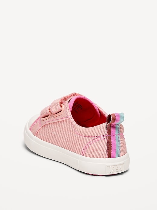 Image number 3 showing, Double Secure-Strap Twill Sneakers for Toddler Girls