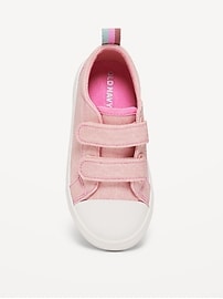 Image number 2 showing, Double Secure-Strap Twill Sneakers for Toddler Girls