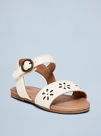 Image number 1 showing, Faux-Leather Perforated Sandals for Toddler Girls