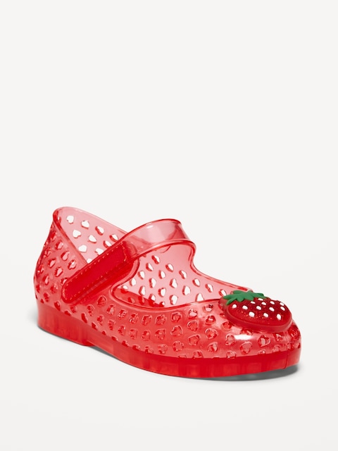 Fruity Scented Jelly Mary-Jane Flats for Toddler Girls - Strawberry