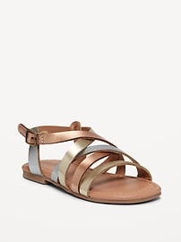 Image number 1 showing, Faux-Leather Strappy Sandals for Toddler Girls