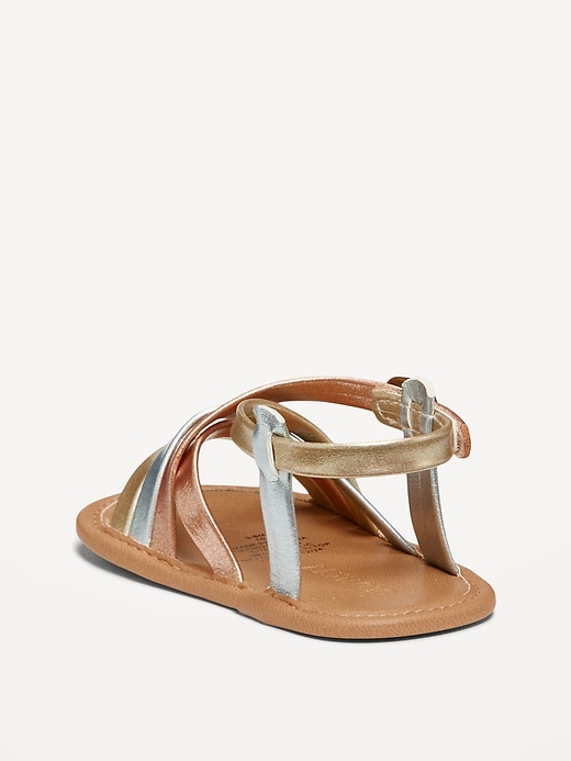 Image number 3 showing, Metallic Faux-Leather Strappy Sandals for Baby