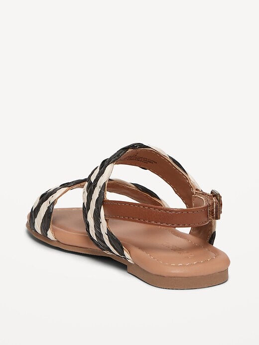 Faux-Leather Raffia Sandals for Toddler Girls