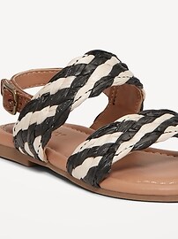 Faux-Leather Raffia Sandals for Toddler Girls