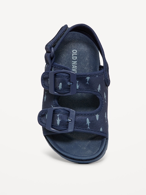 Printed Double-Strap Sandals for Toddler Boys - Navy Blue