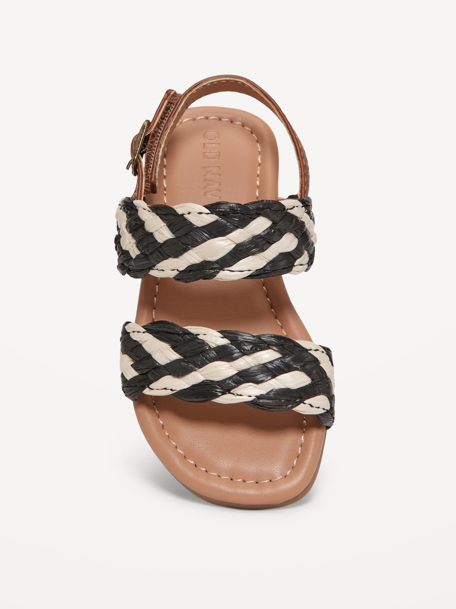 Faux-Leather Raffia Sandals for Toddler Girls