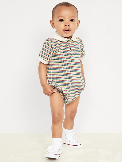 Image number 1 showing, Short-Sleeve Polo One-Piece for Baby