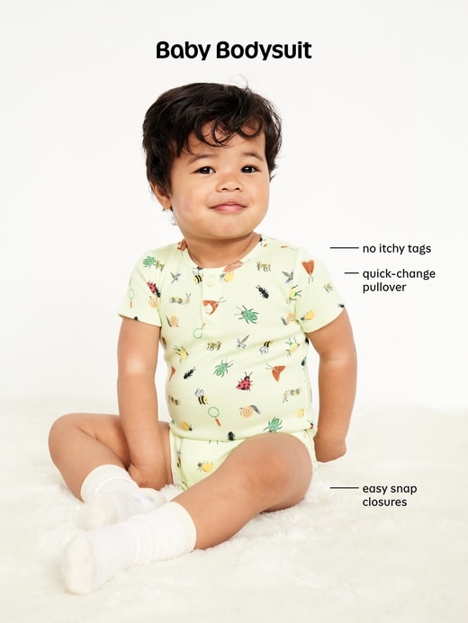 Image number 3 showing, Printed Long-Sleeve Henley Bodysuit for Baby