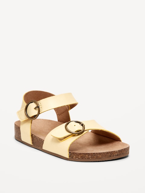 Faux-Leather Buckled Strap Sandals for Toddler Girls - Butter