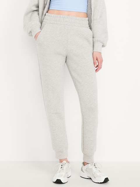 High-Waisted Bounce Fleece Jogger Sweatpants - Light Heather Gray