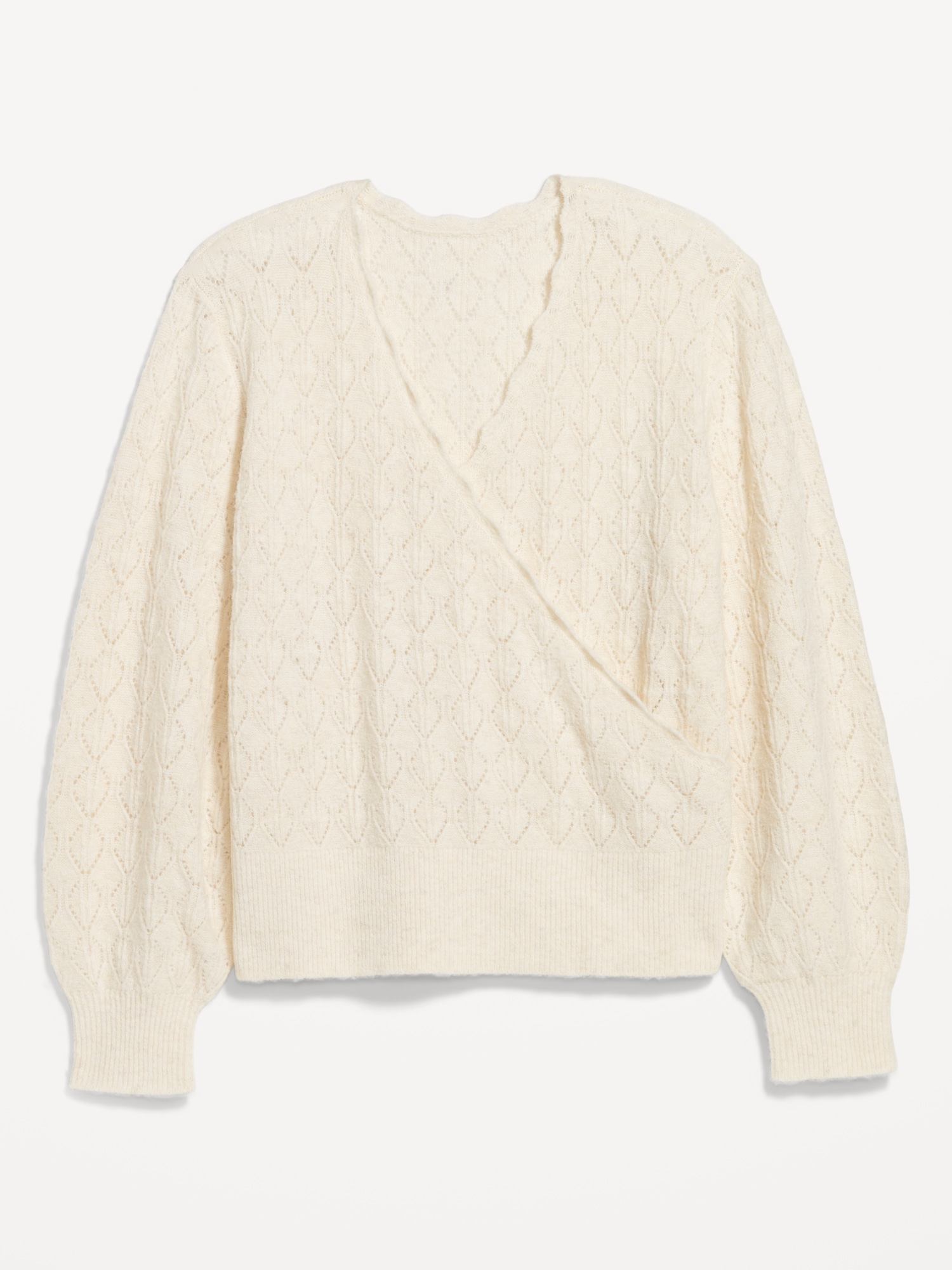 Wool-Blend Wrap-Front Sweater