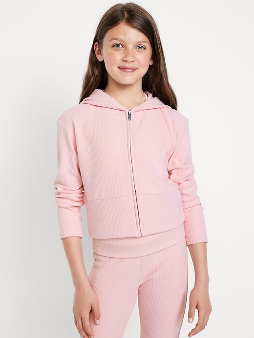 Image number 1 showing, CozePlush 2-Way-Zip Hoodie for Girls