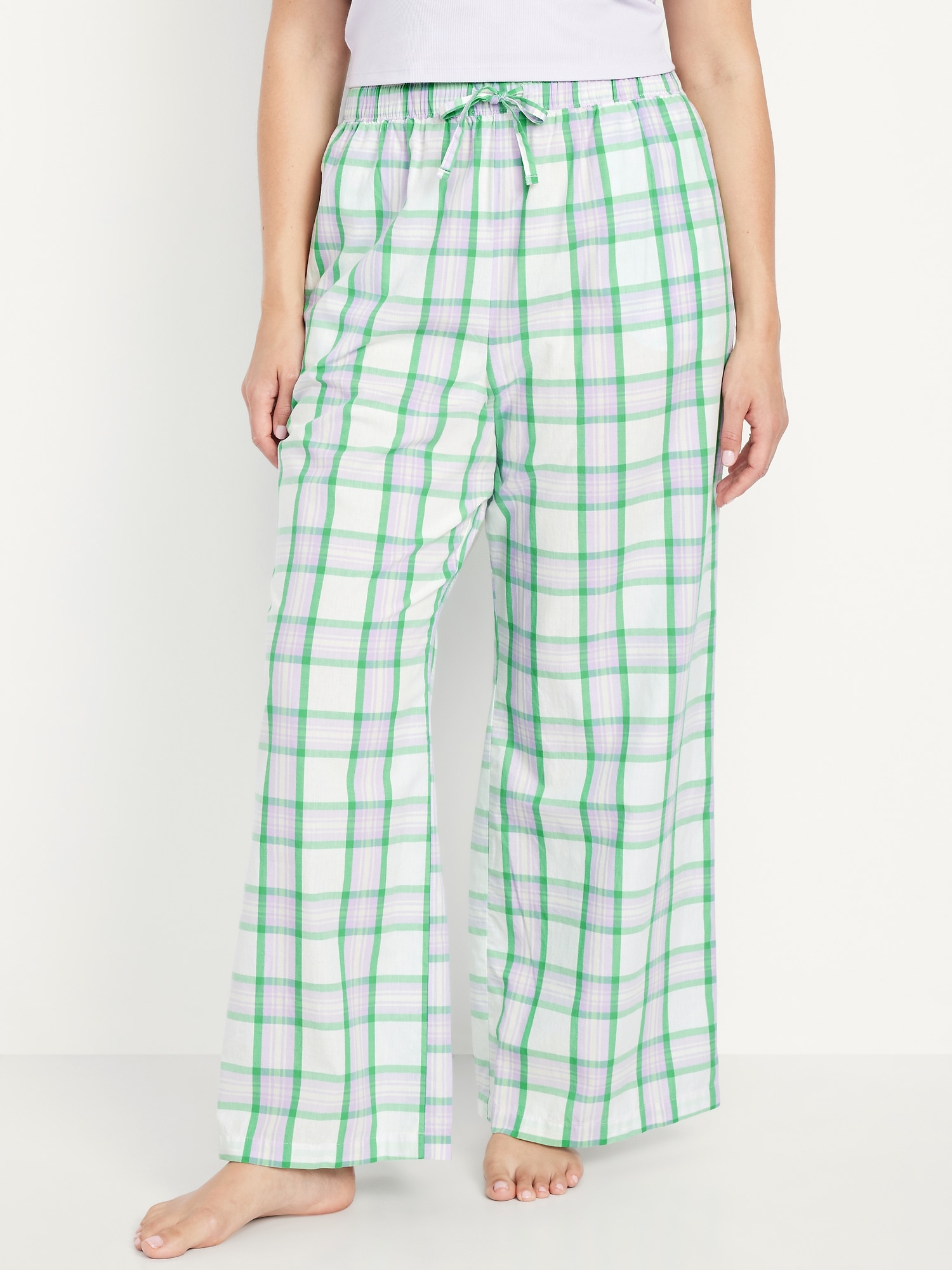 Poplin Wide-Leg Pajama Pants | Old Navy