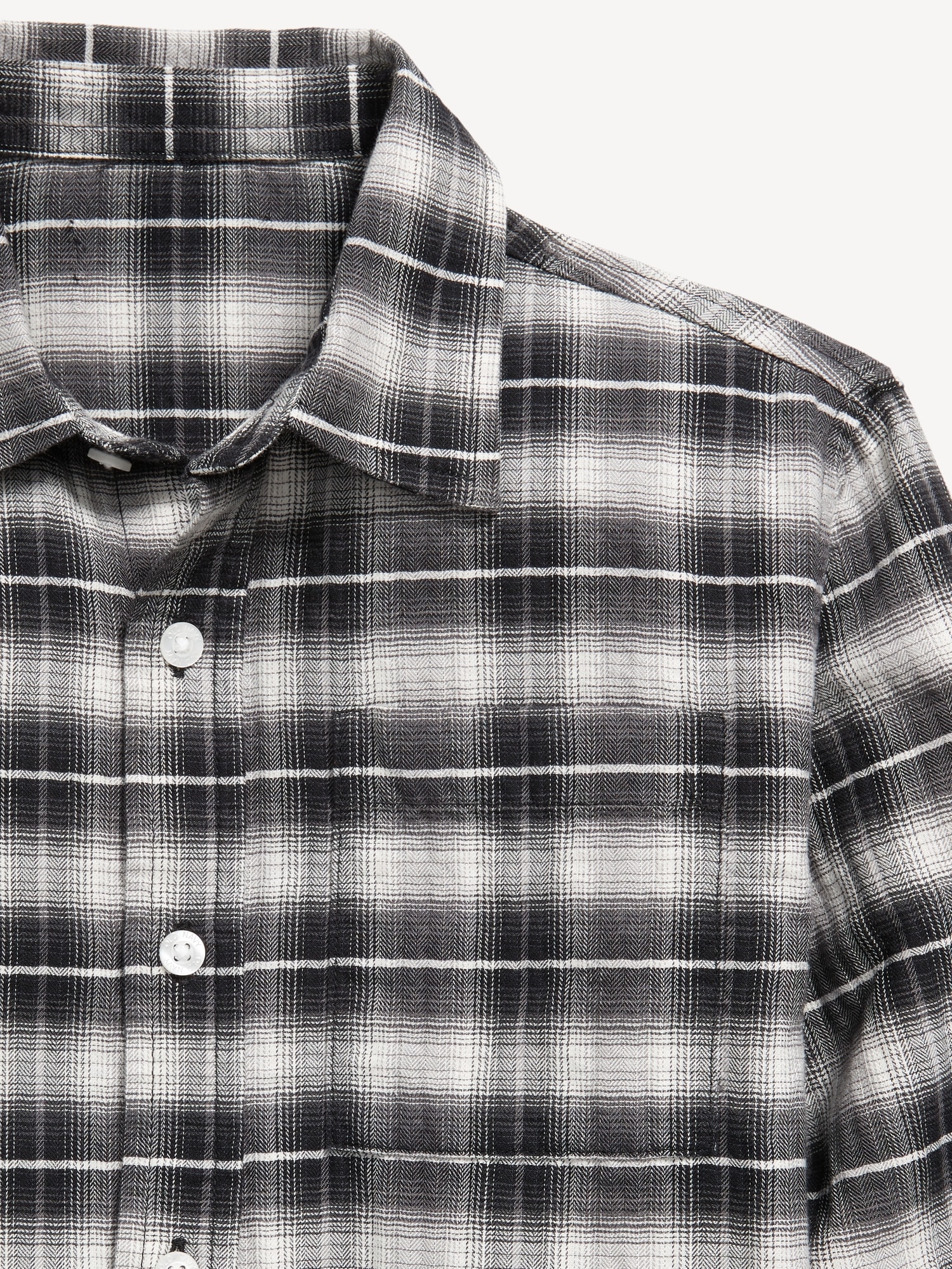 Long-Sleeve Textured Plaid Pocket Shirt for Boys
