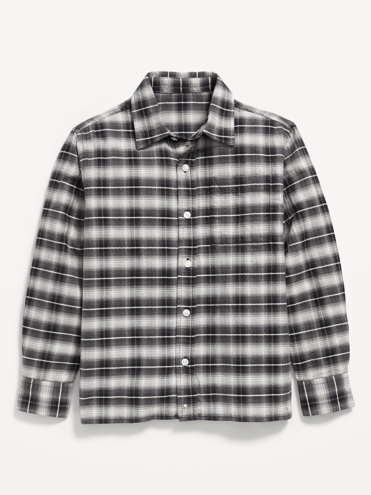 Long-Sleeve Textured Plaid Pocket Shirt for Boys