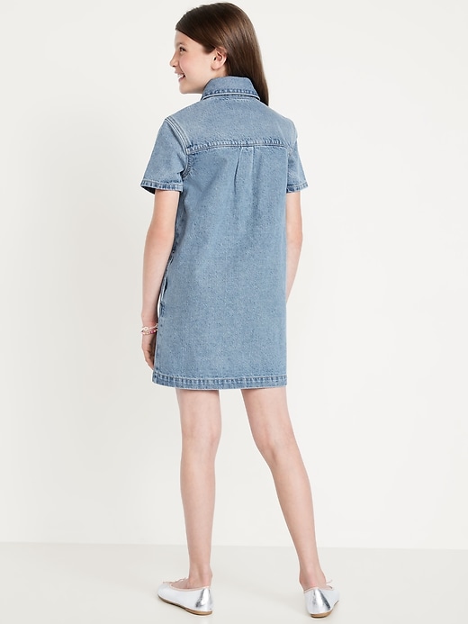 Image number 2 showing, Studded Pocket Jean Shirt Dress for Girls