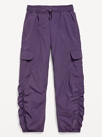 Image number 3 showing, High-Waisted Side Ruched Cargo Parachute Joggers for Girls